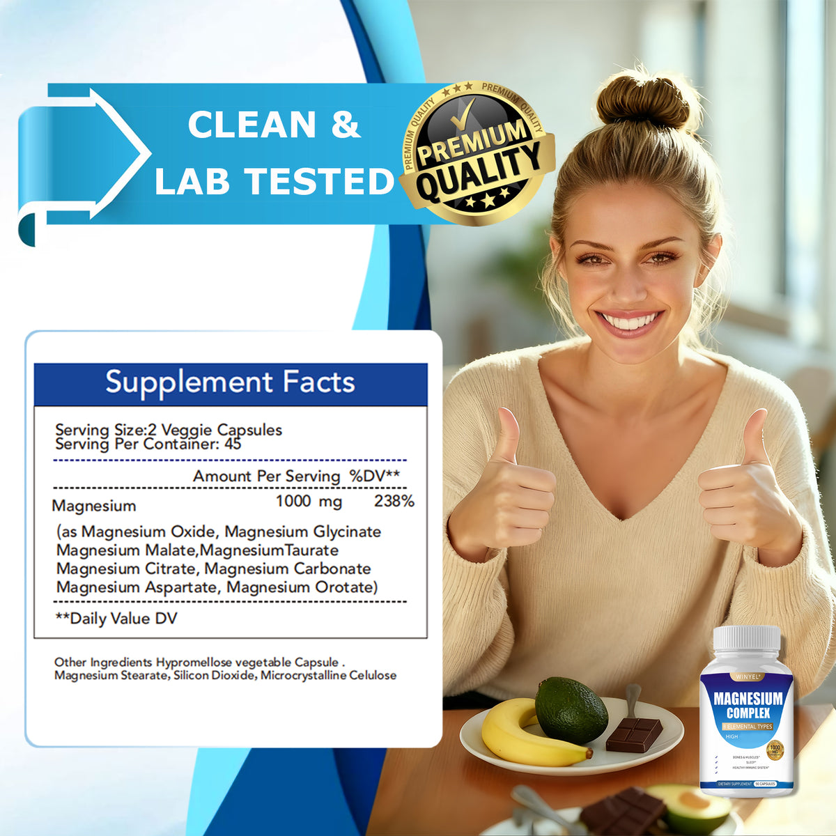 MANOMANDA Magnesium Complex Malate &amp; Glycinate Capsules - Manomando